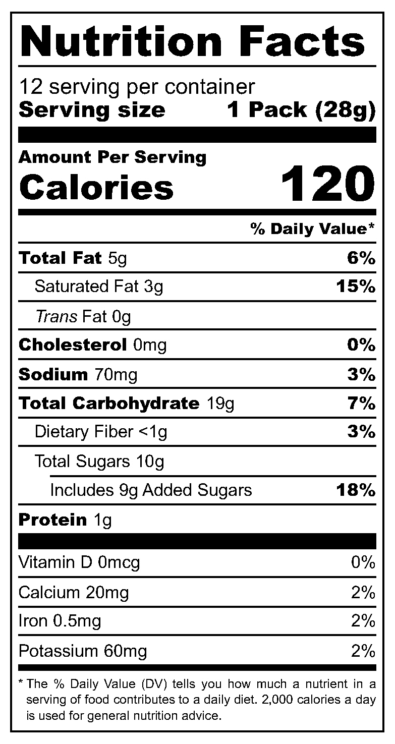 Marshmallow Choco Pie nutritional label