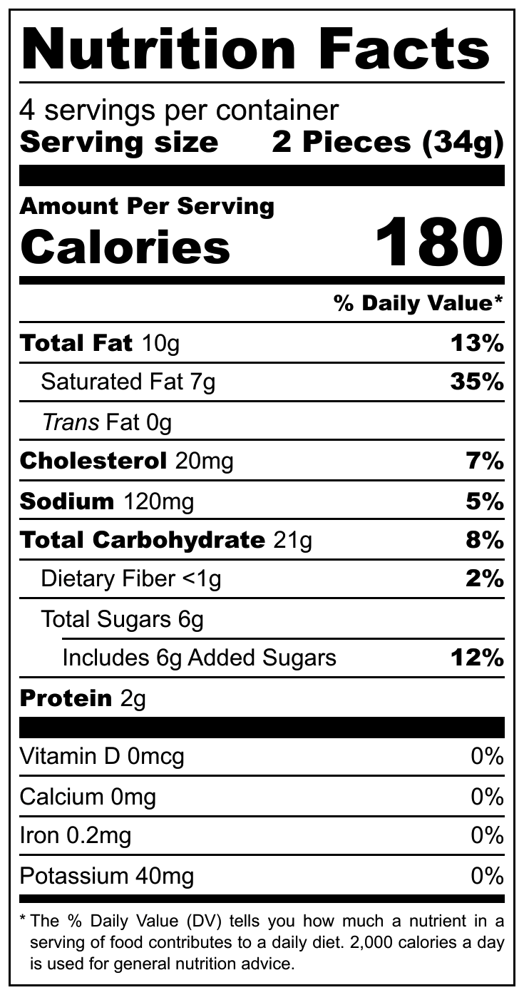 Shortbread Fingers nutritional label