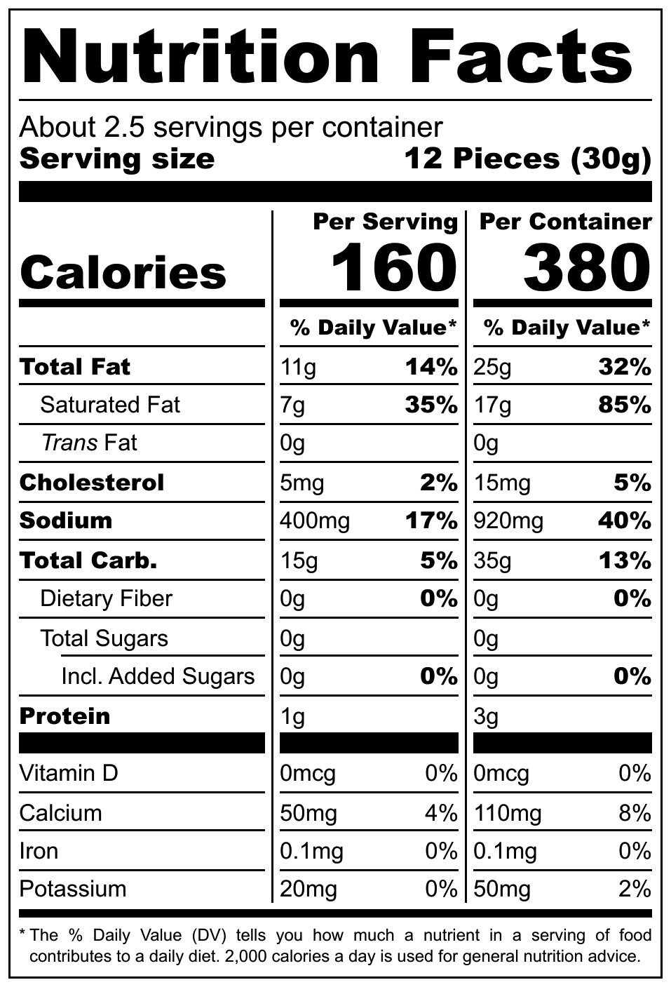 Bel D'Or Onion Garlic Nibbles nutritional label
