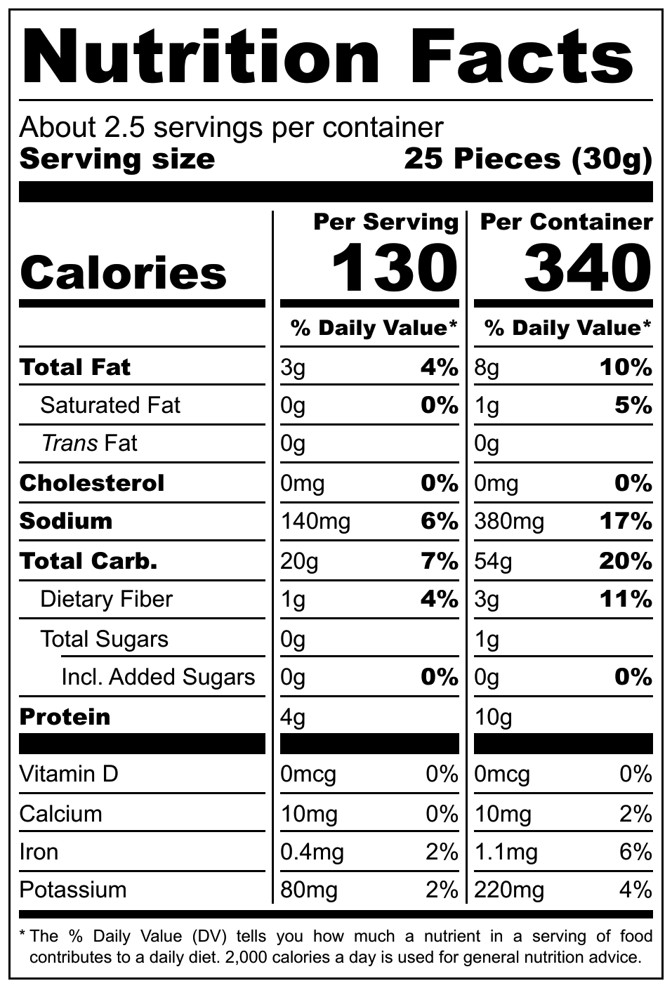 Raff Cuscinetti Croccanti nutritional label