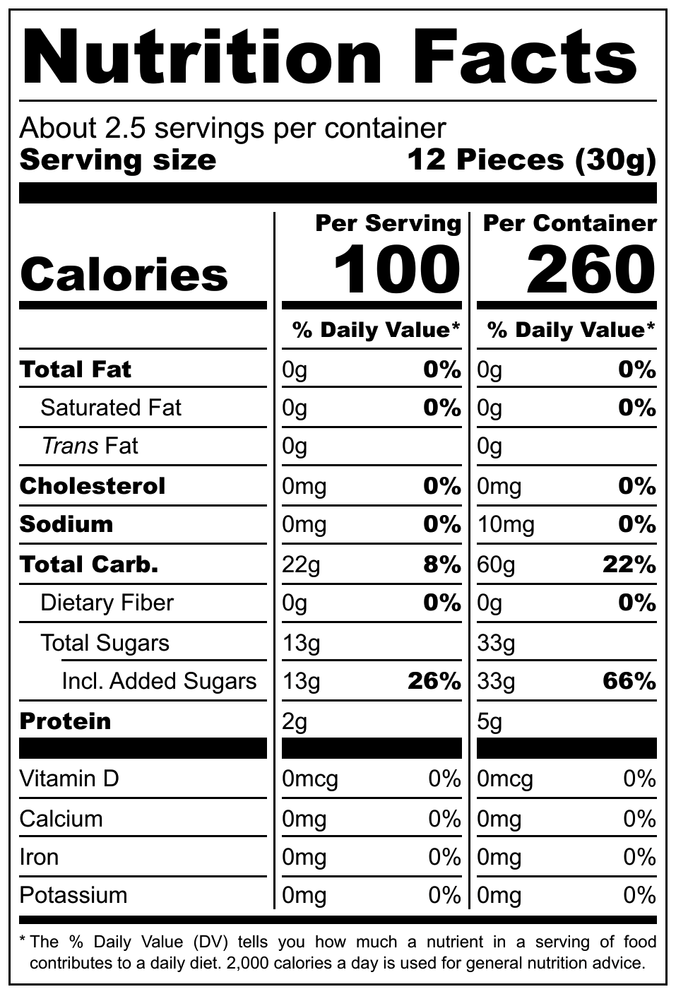 Yupo Fruit Gummy Bears nutrition facts