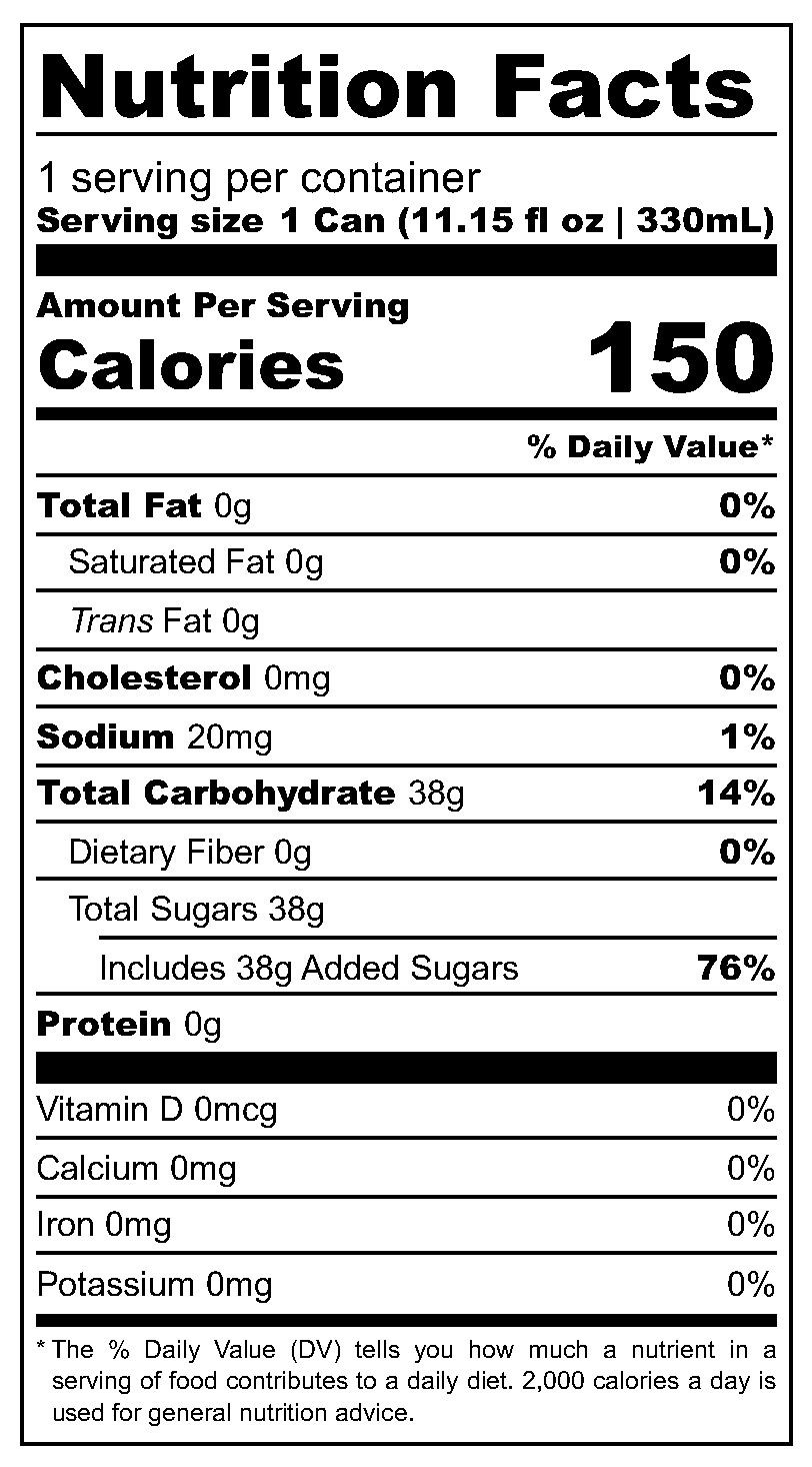 Colombiana nutritional label