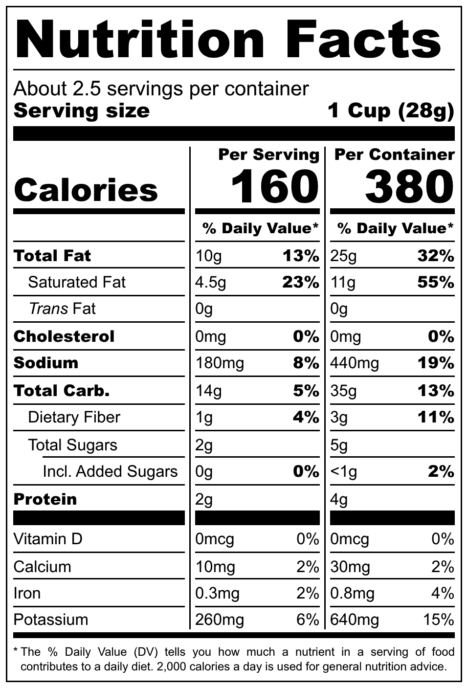 Lite Sour Cream & Onion Chips nutrition facts