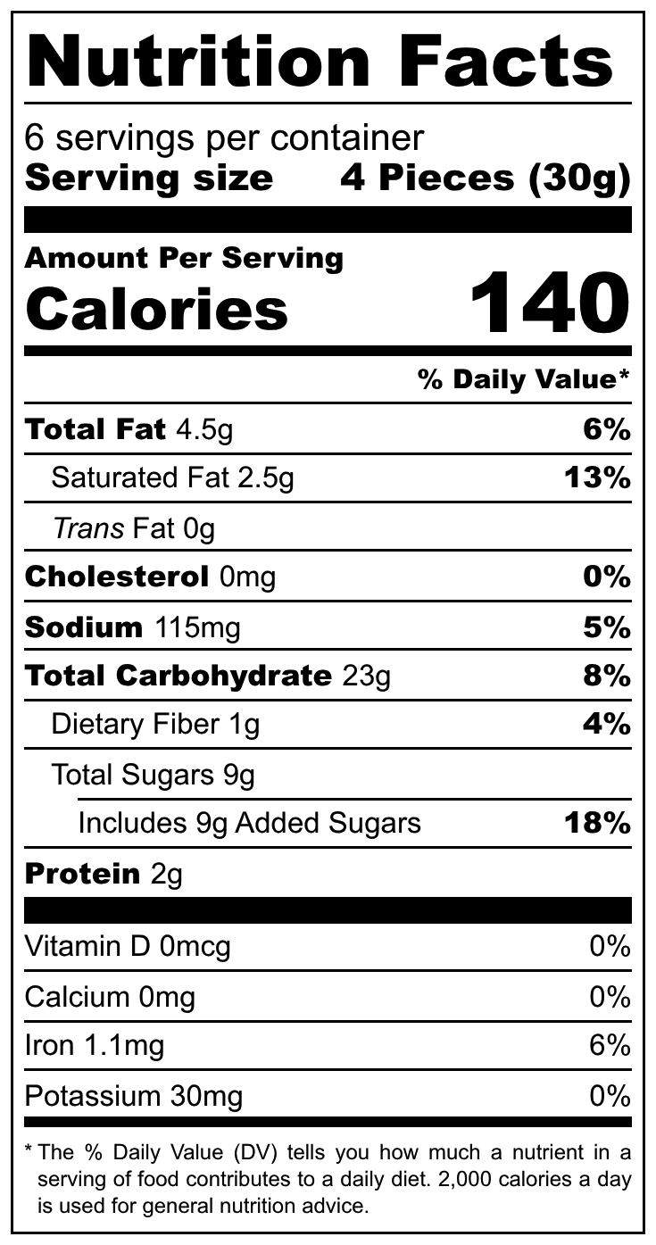 Super Cream Pineapple Biscuits nutrition facts