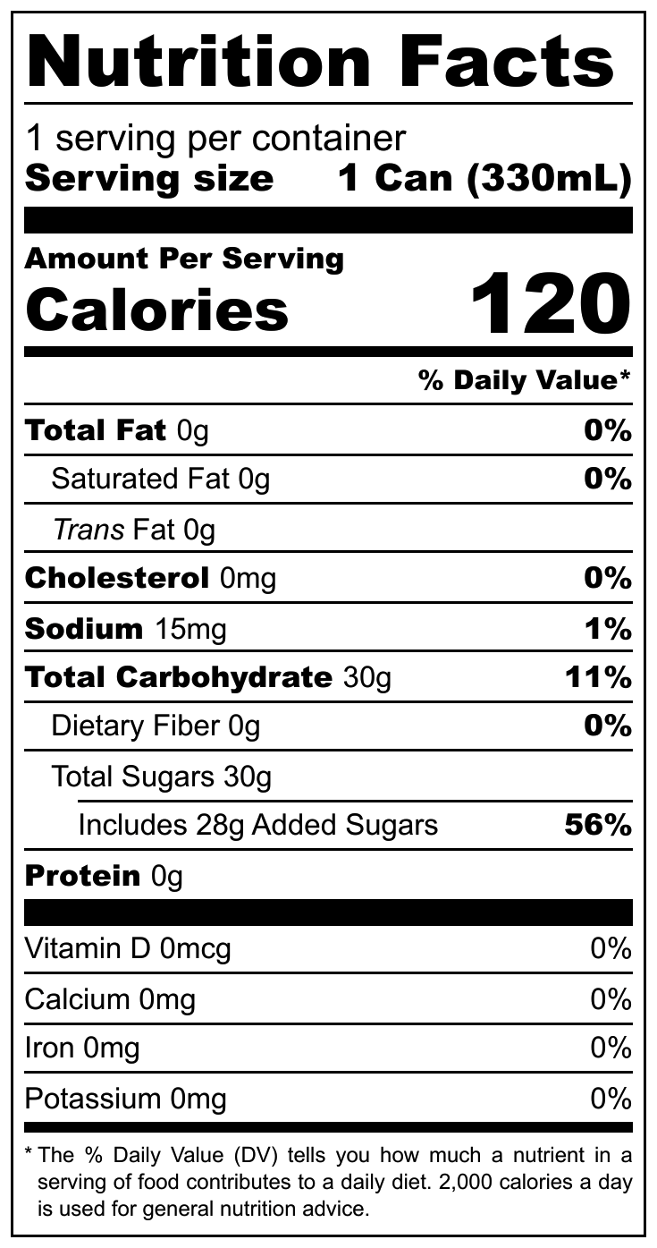 Harboe Cloudy Lemon nutritional label