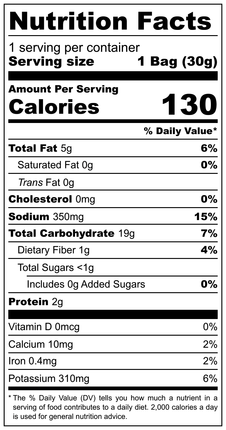 Kims Potato Snacks nutritional label