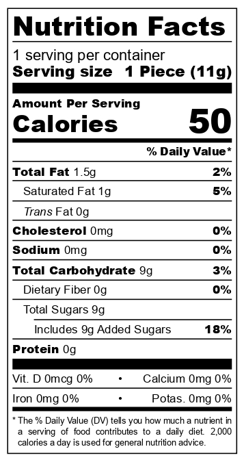 Zip Zap Boules Coco nutritional label