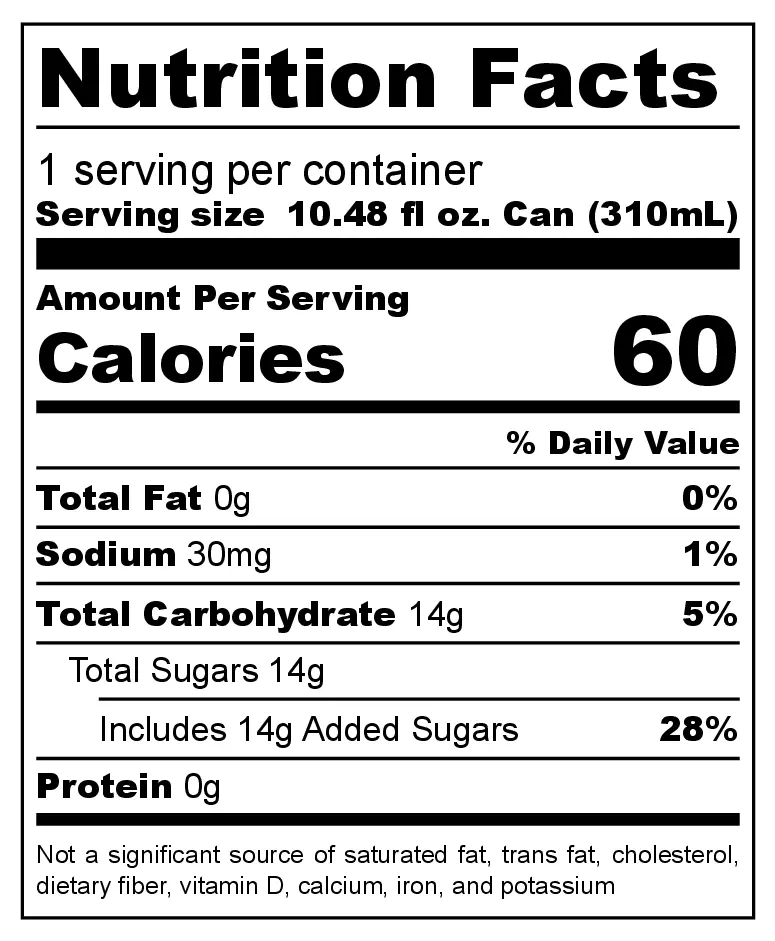 Kola Soda nutrition facts