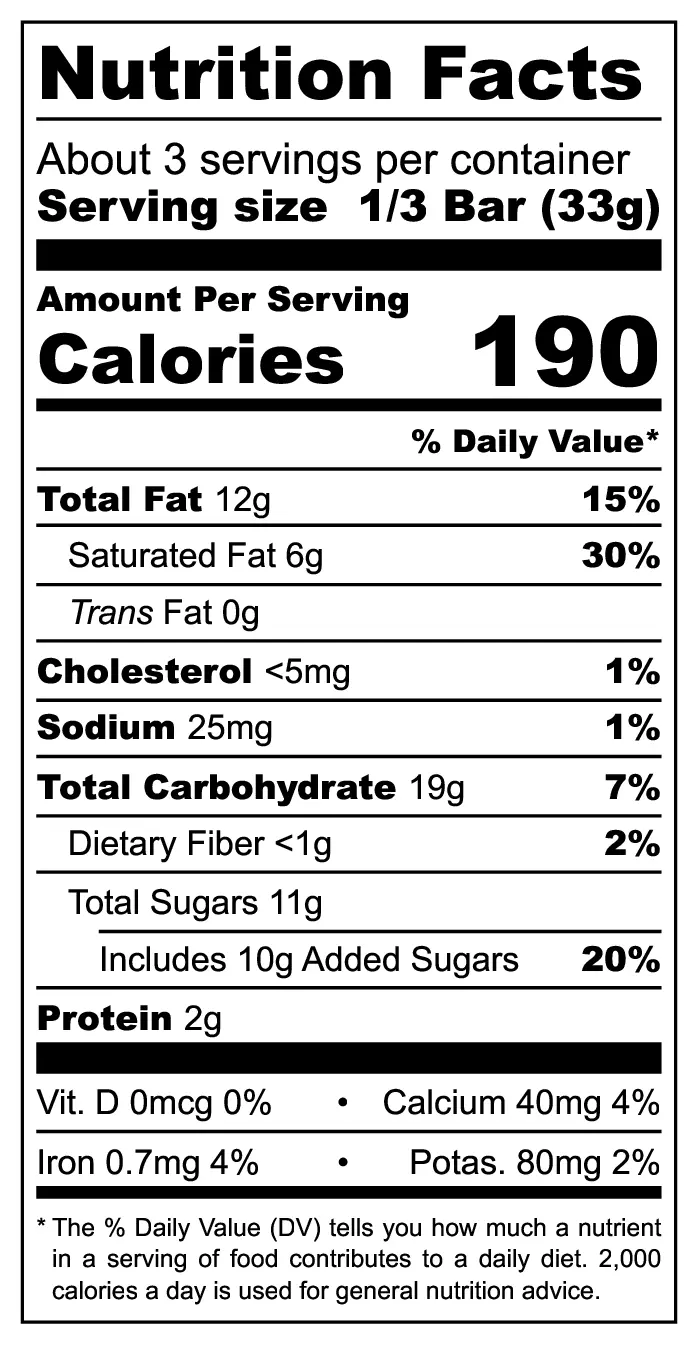 Pistachio Cream & Biscuit Crunch Chocolate Bar nutrition facts