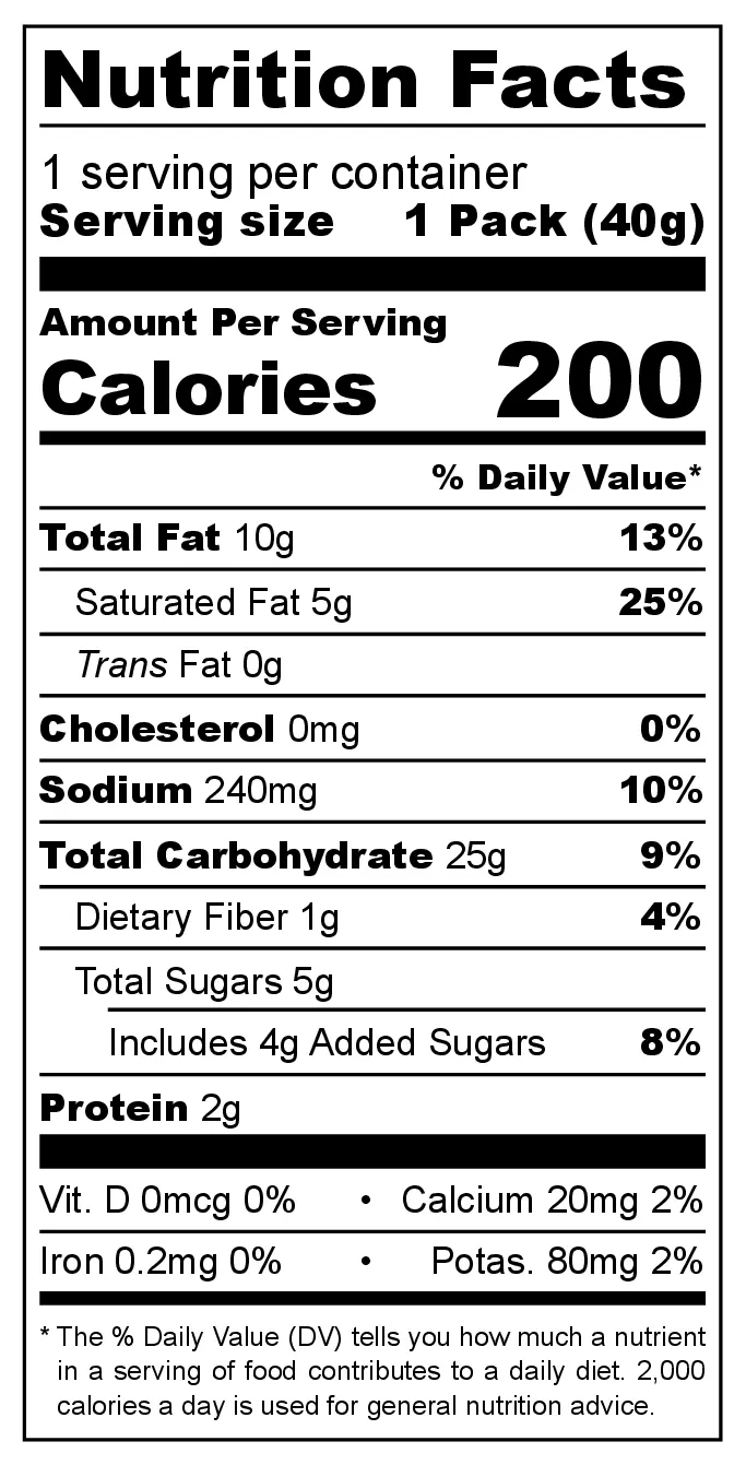 Chak Boom Tomato Puffs nutrition facts