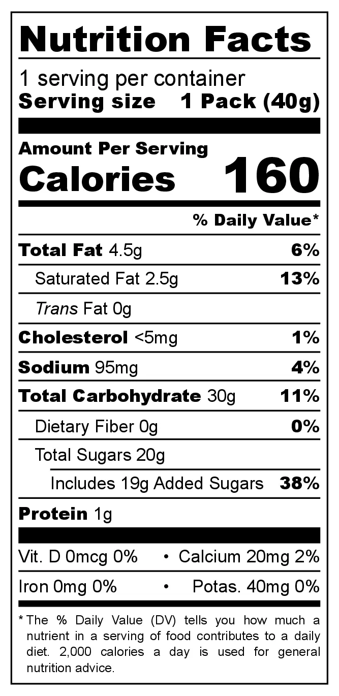 Butter & Cream Caramels nutrition facts