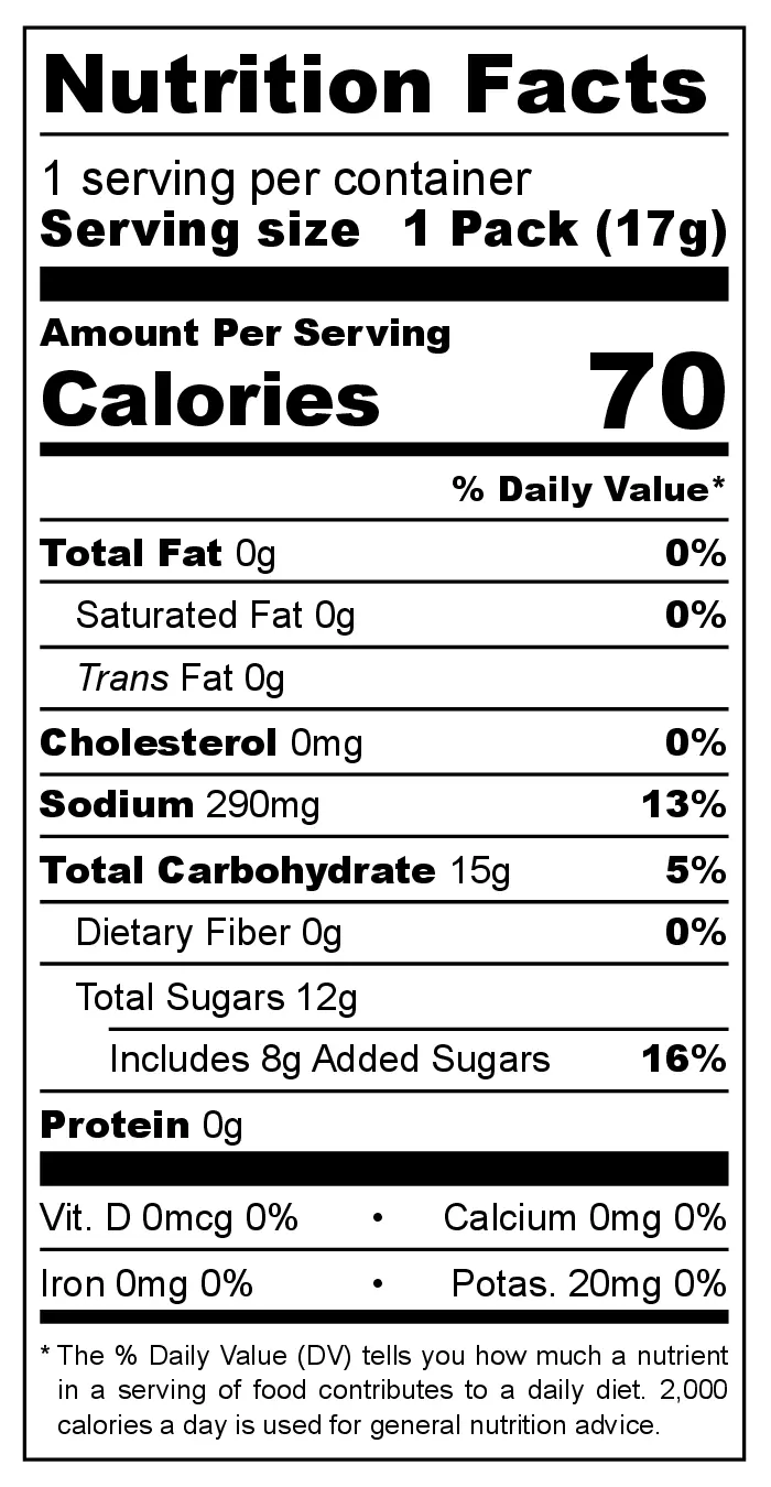 Mango Sweet & Spicy Lollipop nutrition facts