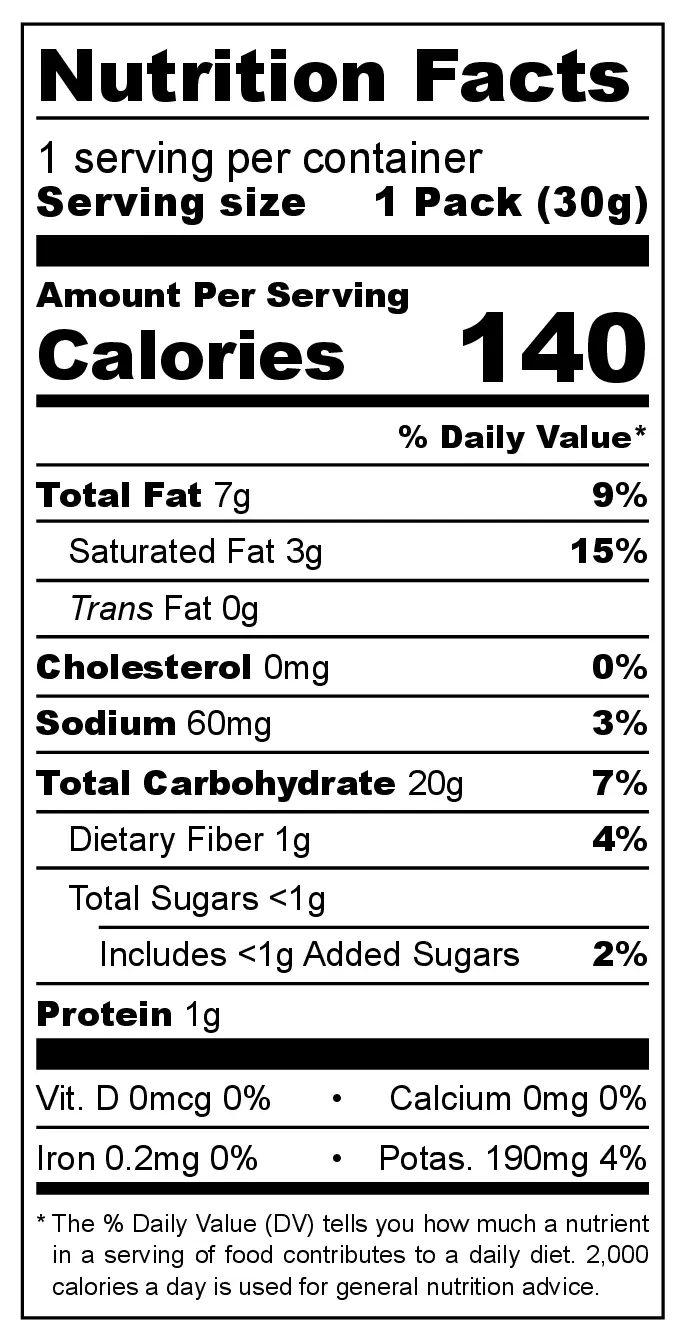 Garlic Plantain Chips nutrition facts