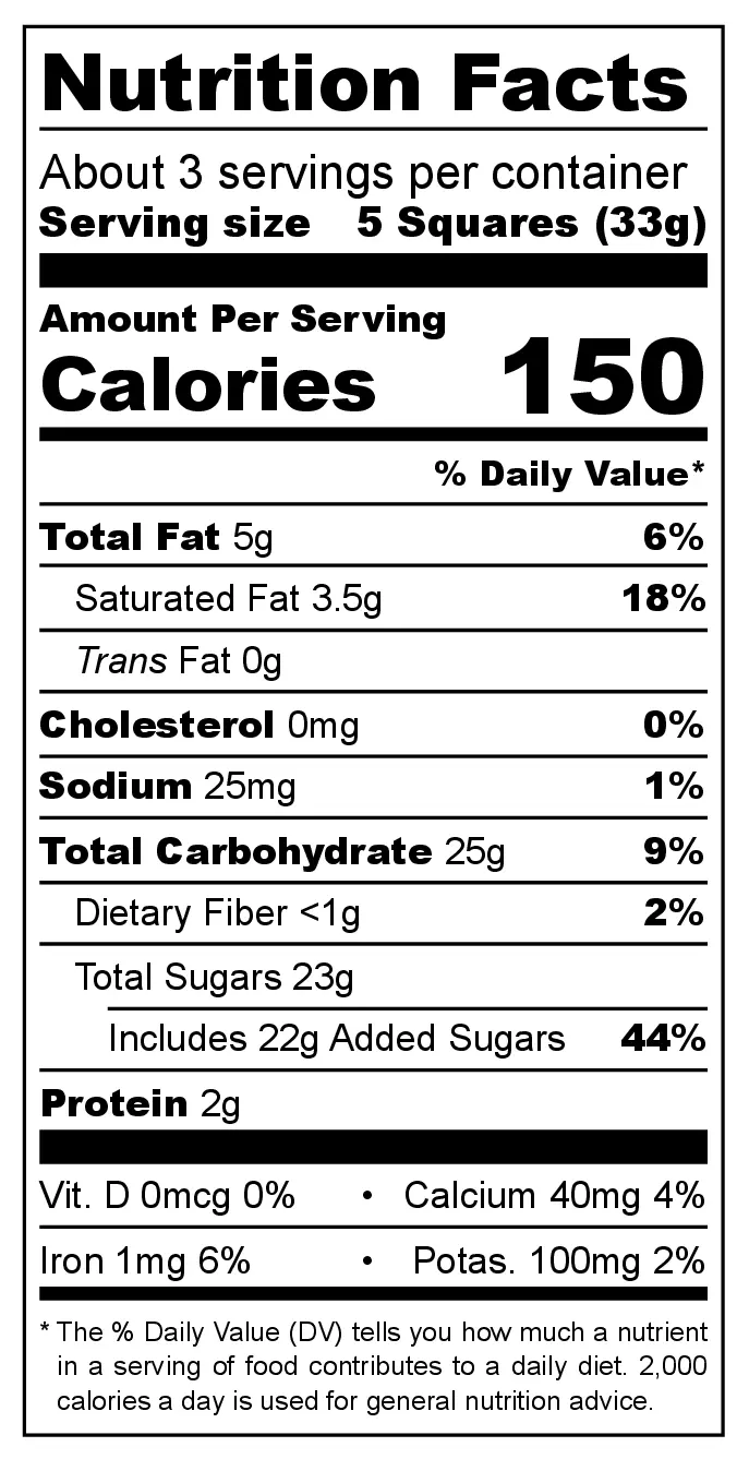 Amarena Cherry Filled Milk Chocolate Bar nutrition facts
