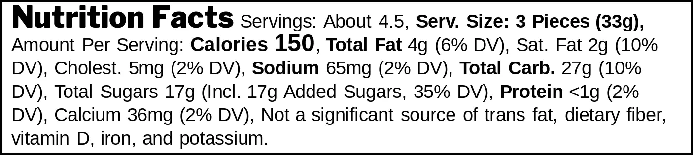 Beer Fudge nutrition facts