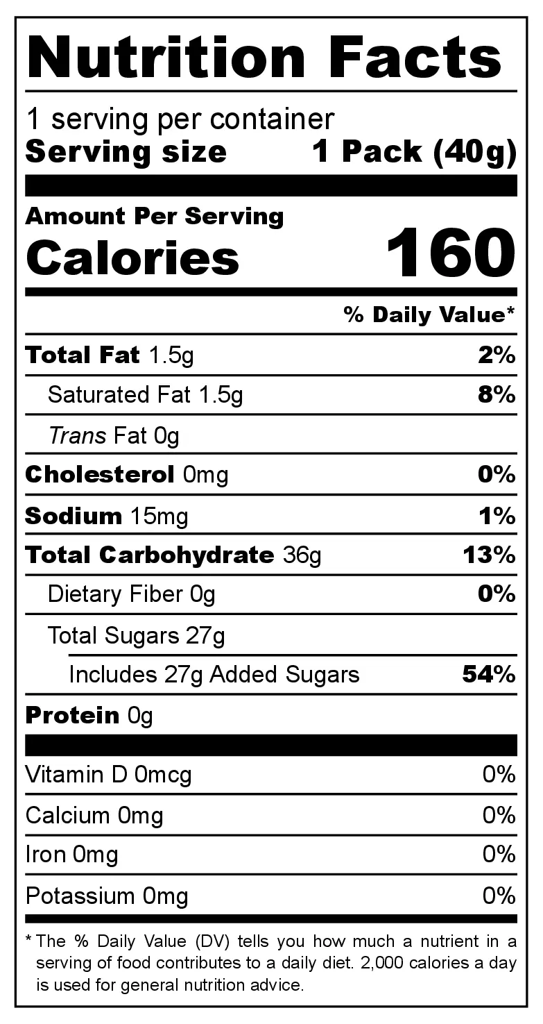 Iron Brew Chews nutrition facts