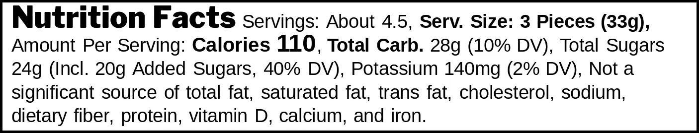 Frugeli Melon Jellies nutrition facts