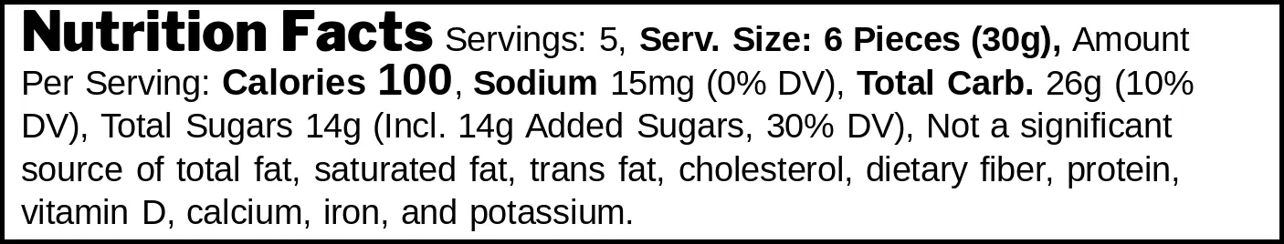 Jelicious Very Strawberry Gummies nutrition facts