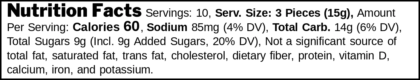 Fizzy Cola Candy nutrition facts