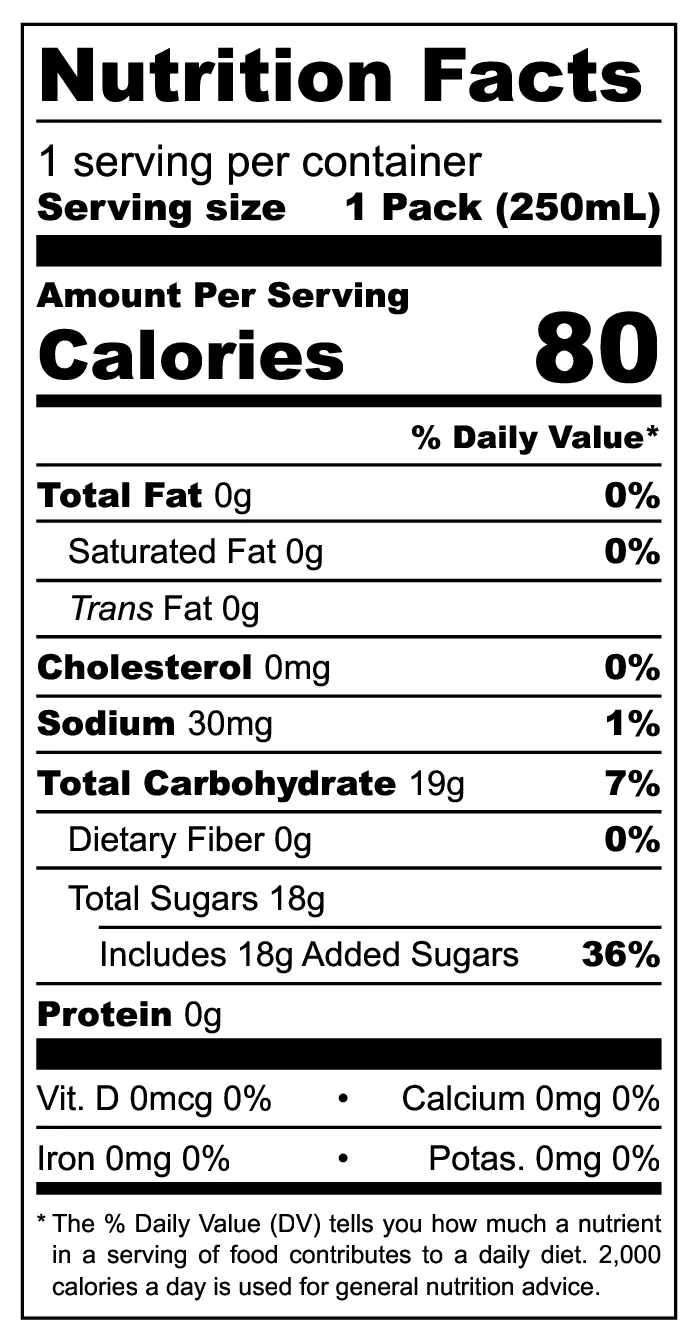 Tehbotol Jasmine Original Tea Drink nutrition facts